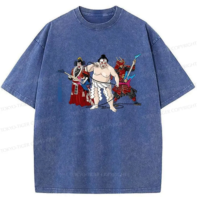 Kyoto-Lion The Rock Kabuki Samurai Sumo Washed T-Shirt