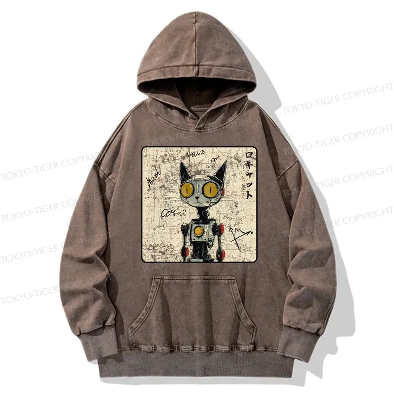 Kyoto-Lion Robot Cat Washed Hoodie