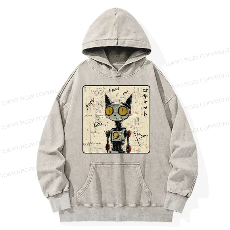Retro Unisex Robot Cat Hoodie