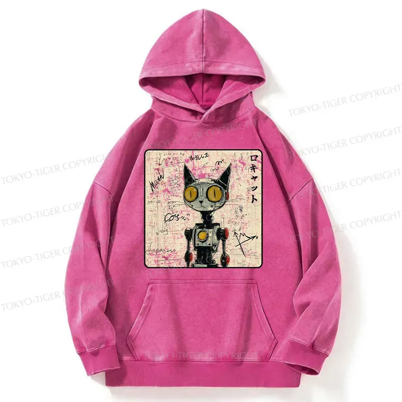 Kyoto-Lion Robot Cat Washed Hoodie