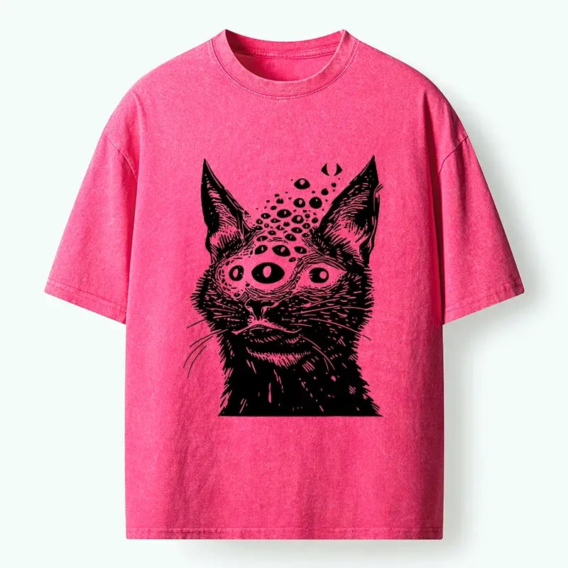 washed Japanese meme cat t-shirt gift idea