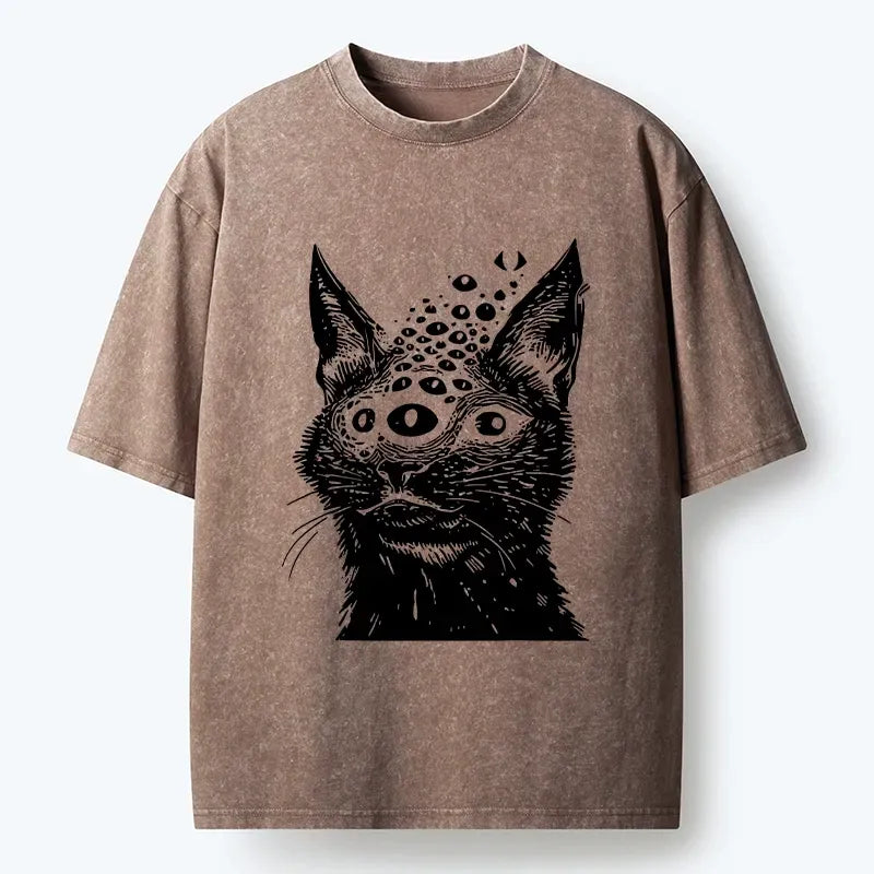 Kyoto-Lion trippy cat third eye t-shirt for daily wear
