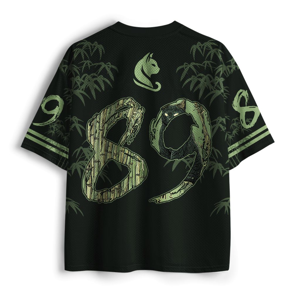 Kyoto-Lion Japanese Ukiyo-e Black Cat Bamboo Mesh Jersey
