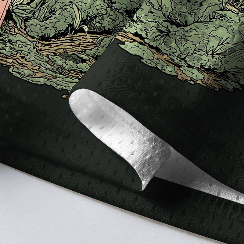 Kyoto-Lion Japanese Ukiyo-e Black Cat Bamboo Mesh Jersey