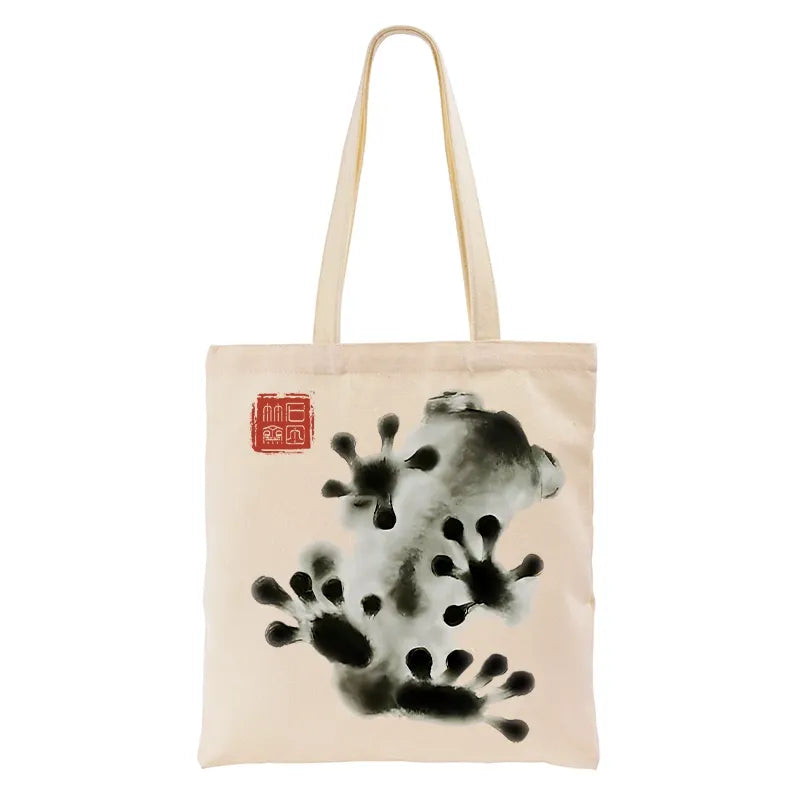 Kyoto-Lion Ink Painting Frog Tote Bag
