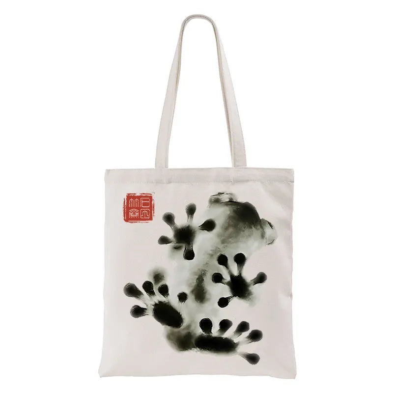 Kyoto-Lion Ink Painting Frog Tote Bag