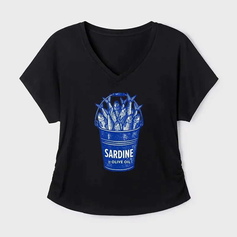 Kyoto-Lion Vintage Bucket Full Of Fresh Sardines Modal Dolman Sleeve T-Shirt