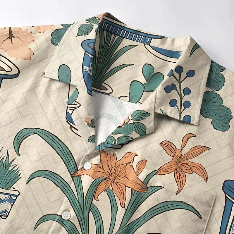 Potted Plants Ukiyo-e Shirt for Vacation