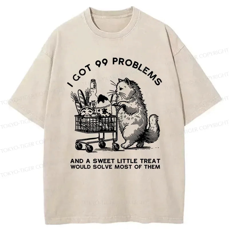 Washed Cat T-Shirt Comfortable Gift
