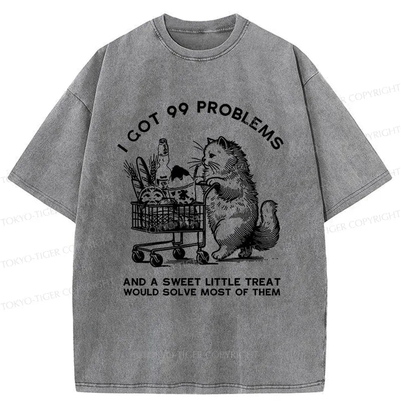 Washed Cat T-Shirt Comfortable Gift