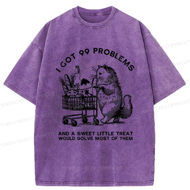 Washed Cat T-Shirt Comfortable Gift