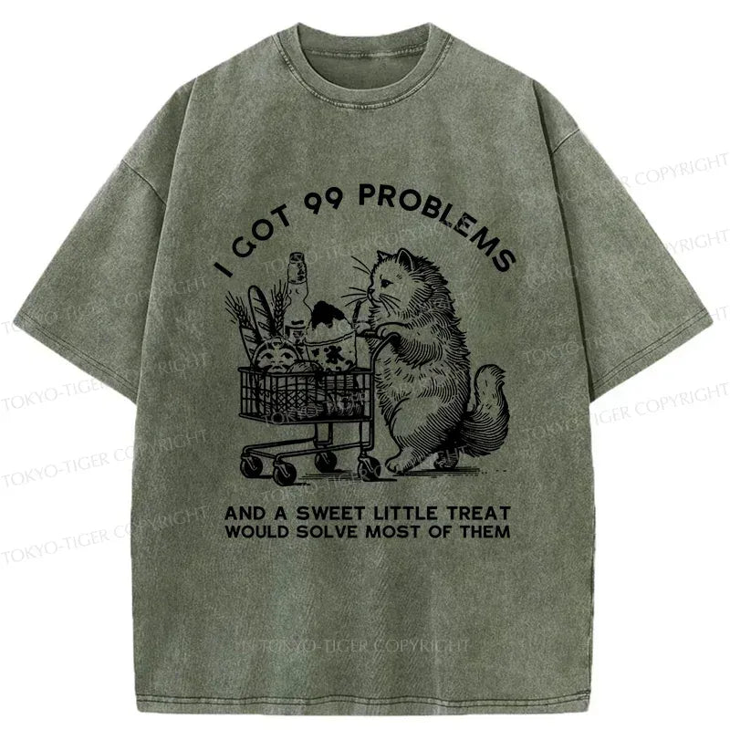 Washed Cat T-Shirt Comfortable Gift
