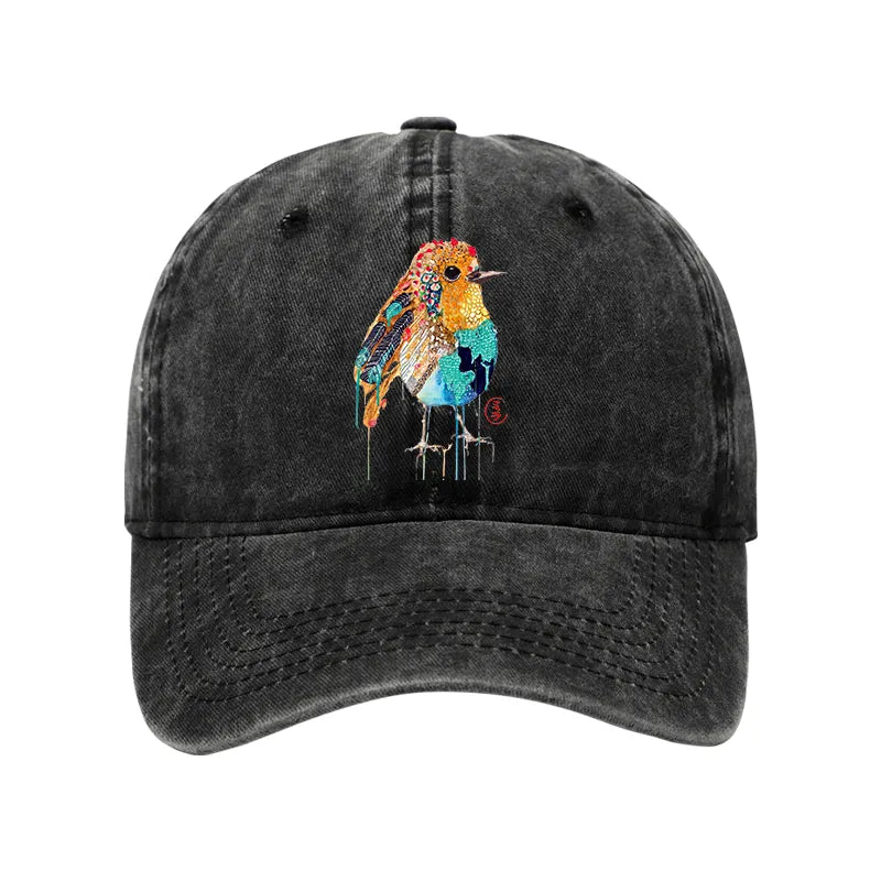 Kyoto-Lion Sparkly Wild Bird Washed Cap
