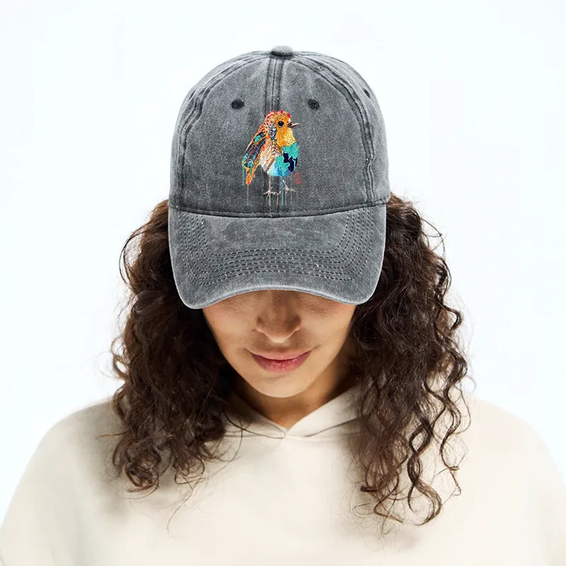 Kyoto-Lion Sparkly Wild Bird Washed Cap