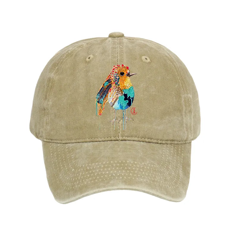 Kyoto-Lion Sparkly Wild Bird Washed Cap