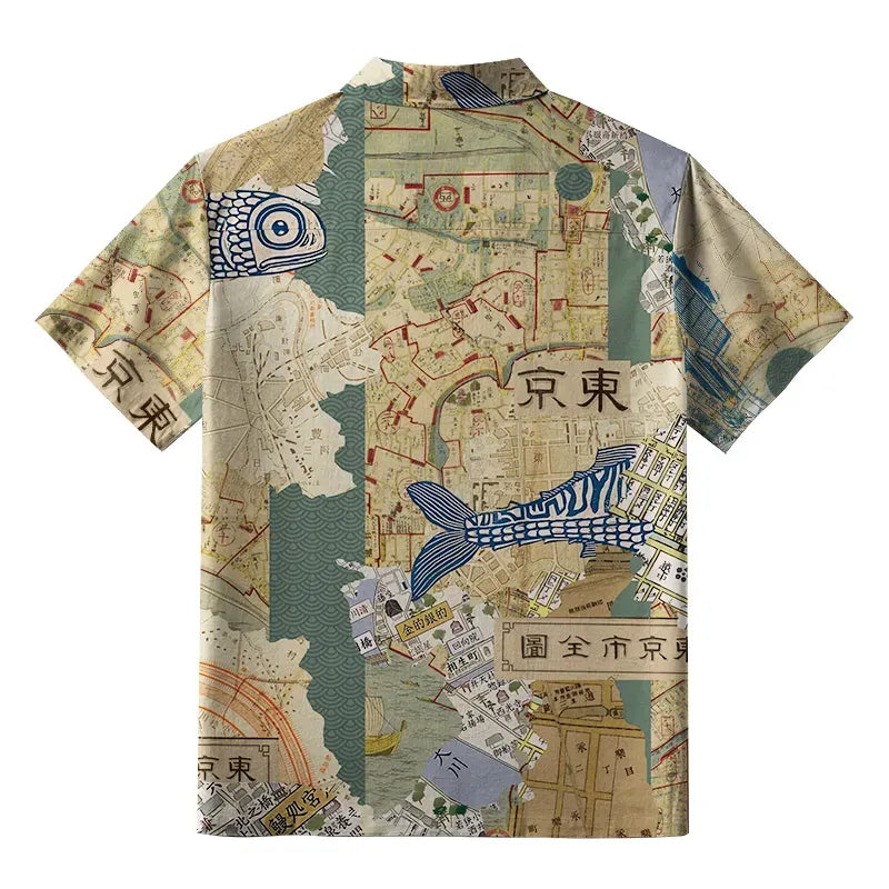 Vintage Tokyo Map Hawaiian Shirt