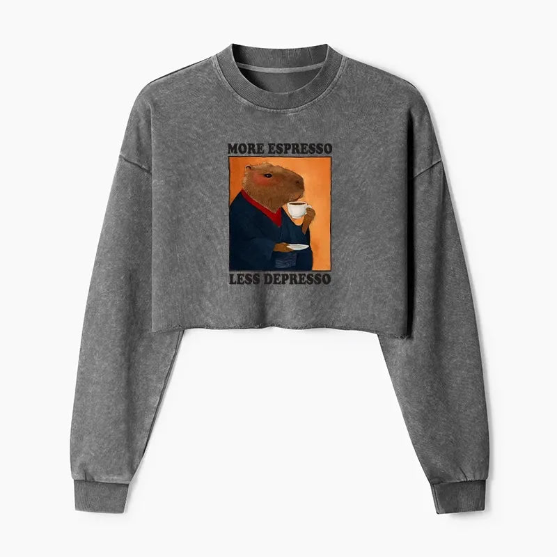 Washed Cotton Capybara Sweatshirt for Daily Wear