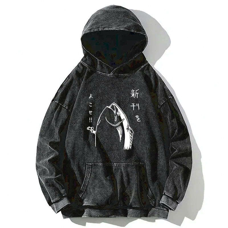 unisex japanese fish hoodie for streetwear