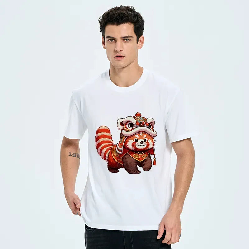 Kyoto Lion Dance Classic Cotton Tee for Casual
