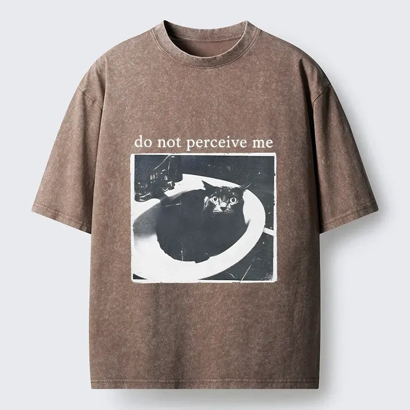 Kyoto-Lion Sneaky Bathroom Cat Washed T-Shirt