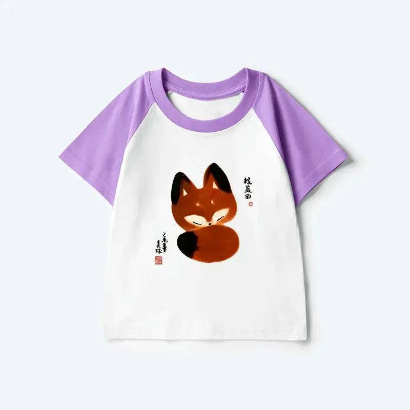 Japanese Style Kids Fox Tee for Daily Wear