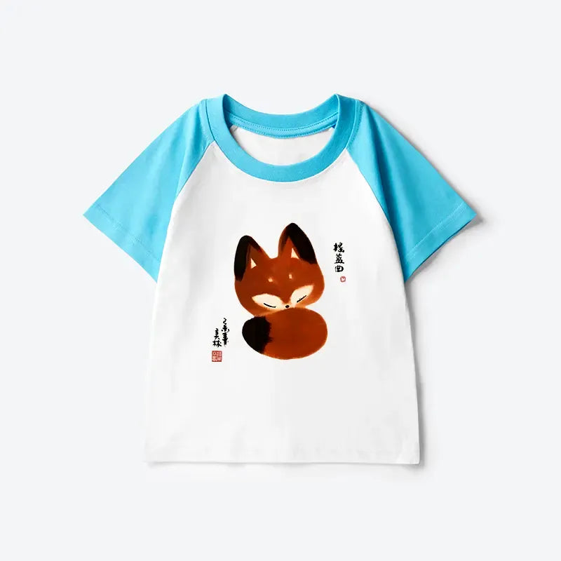 Japanese Style Kids Fox Tee for Daily Wear