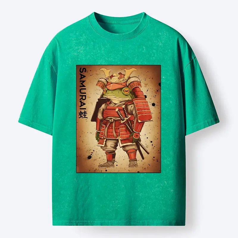 Japanese Frog Washed T-Shirt for Gift Idea