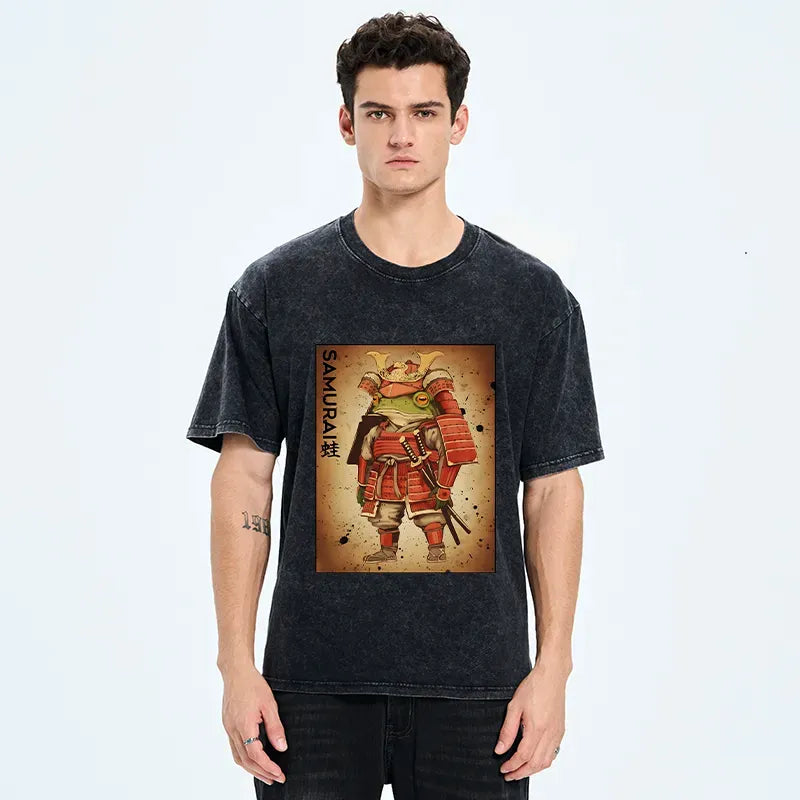 Kyoto-Lion Frog Japanese General Washed T-Shirt
