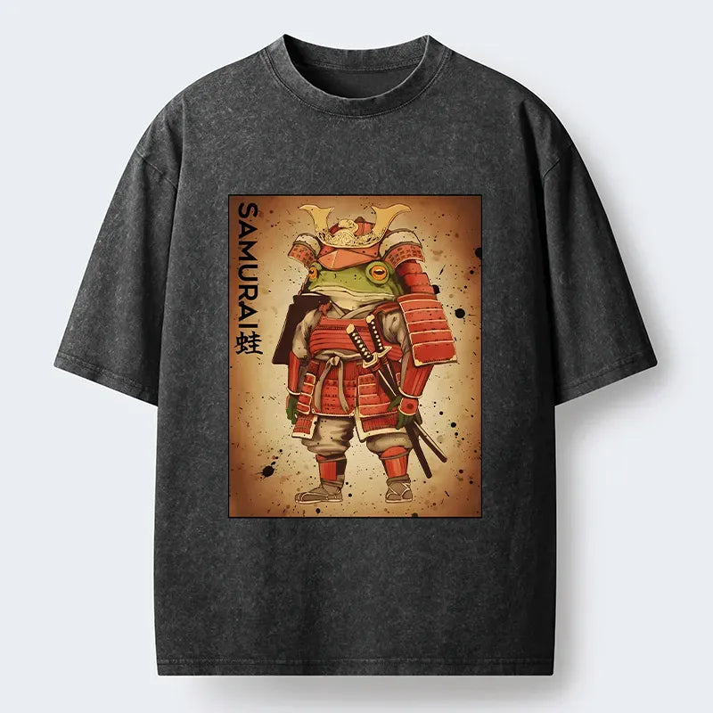 Japanese Frog Washed T-Shirt for Gift Idea