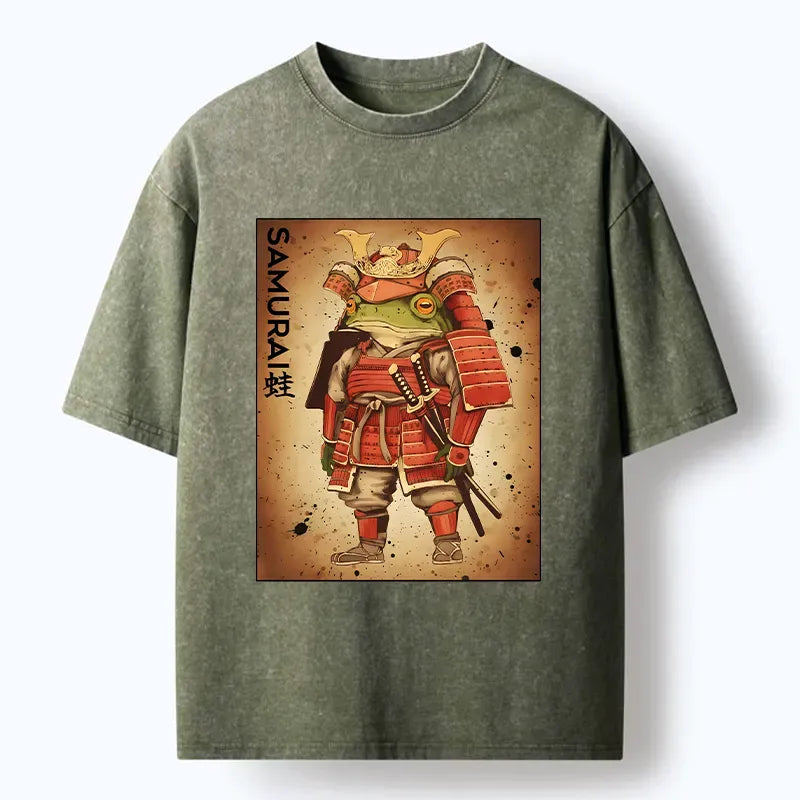Kyoto-Lion Frog Japanese General Washed T-Shirt