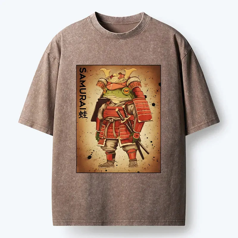 Japanese Frog Washed T-Shirt for Gift Idea