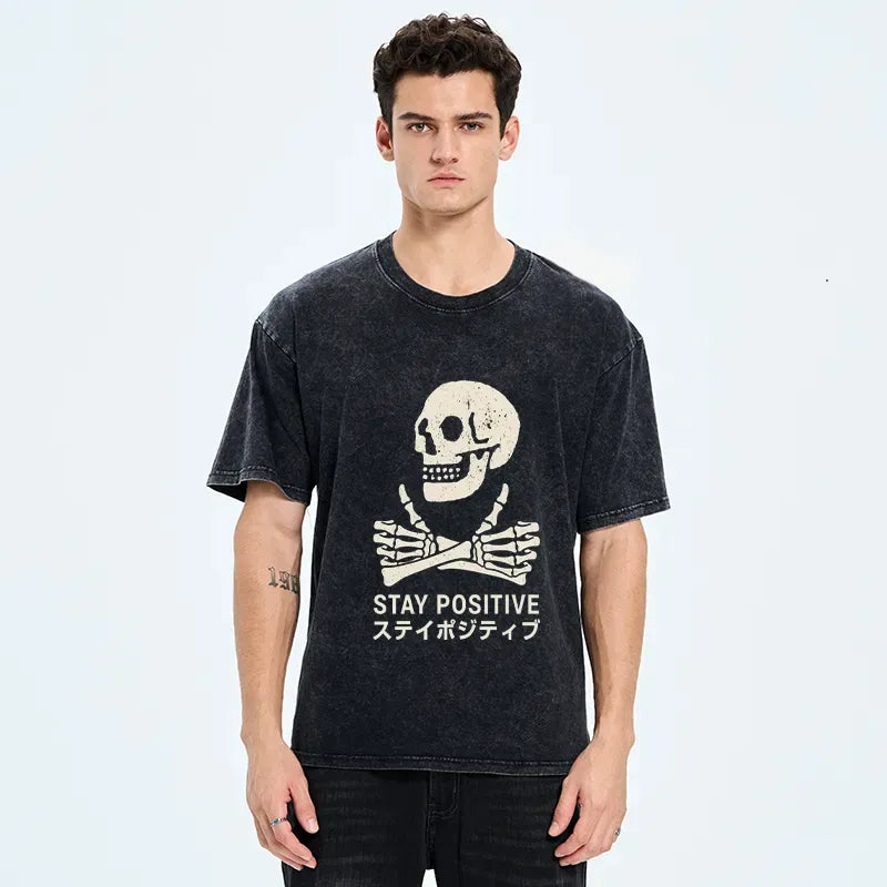 Japanese Vintage Washed T-Shirt for Daily Wear