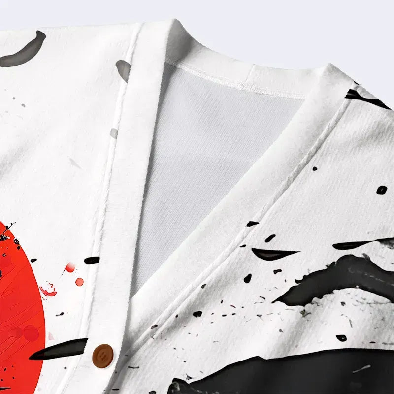 Ukiyo-e Print Cardigan for Streetwear