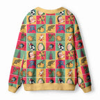 Kyoto-Lion Playful Ukiyo-e Patchwork Ugly Cardigan Sweater