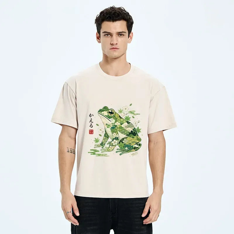 washed retro floral tee for daily wear