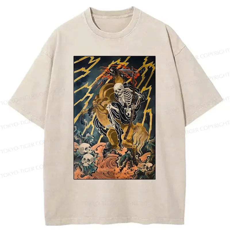 washed japanese death god tee