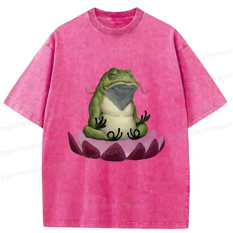 Kyoto-Lion Zen Frog Japanese Washed T-Shirt