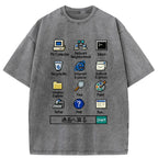 Kyoto-Lion Retro Computer Washed T-Shirt