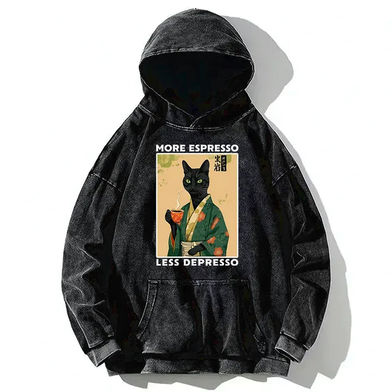 Kyoto-Lion More Caffeine Less Sadness Washed Hoodie