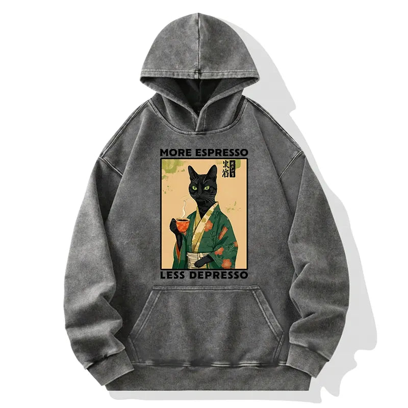 Kyoto-Lion More Caffeine Less Sadness Washed Hoodie