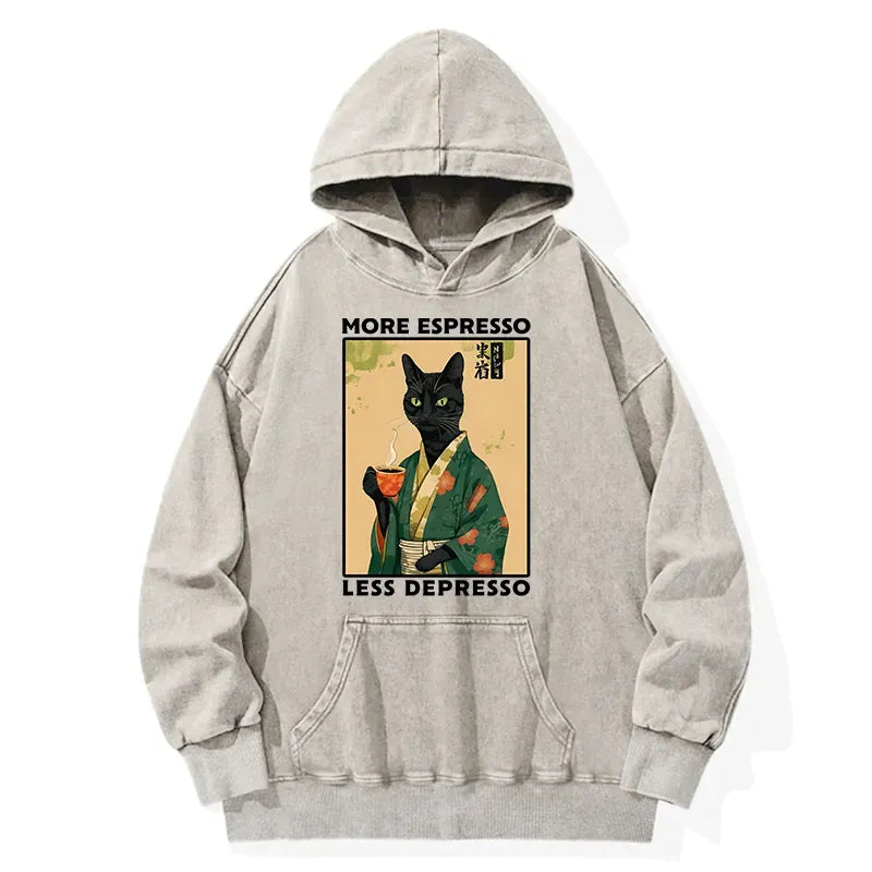 Kyoto-Lion More Caffeine Less Sadness Washed Hoodie