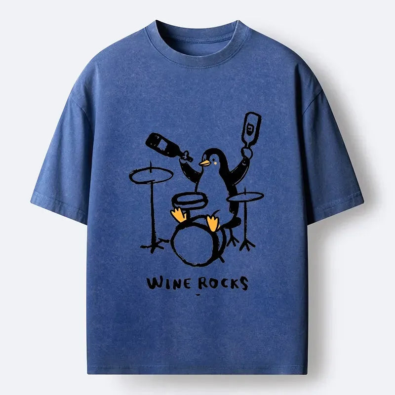 Drink Wine Penguin T-Shirt for Daily Wear