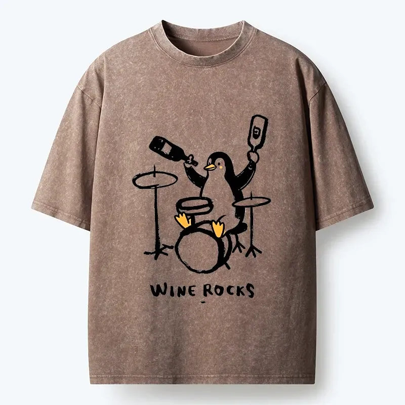 Drink Wine Penguin T-Shirt for Daily Wear