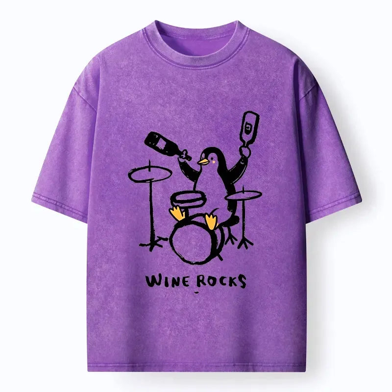 Drink Wine Penguin T-Shirt for Daily Wear