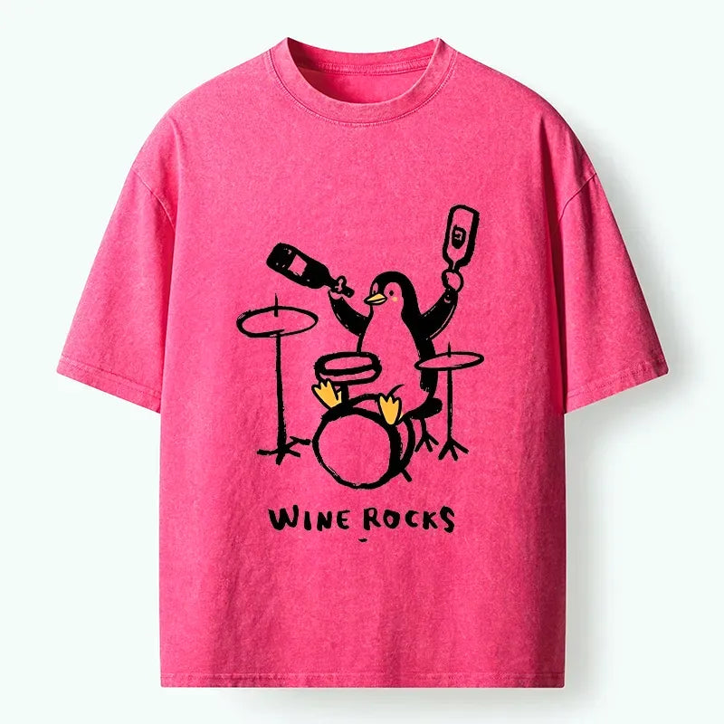 Drink Wine Penguin T-Shirt for Daily Wear
