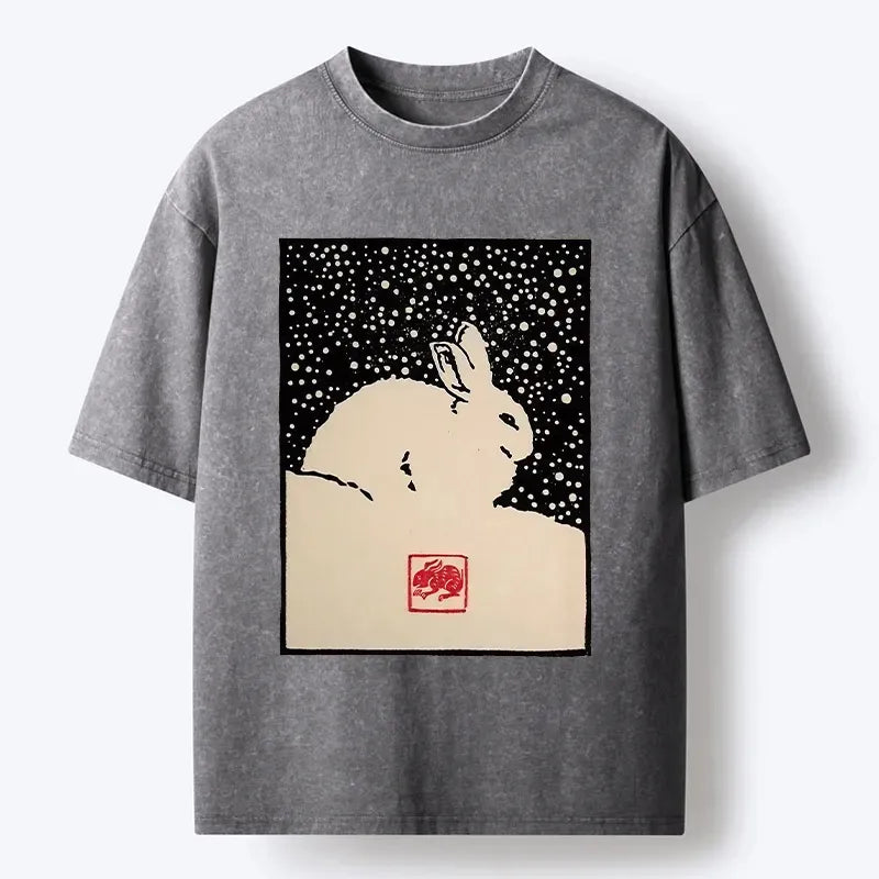 Japanese rabbit snow washed t-shirt