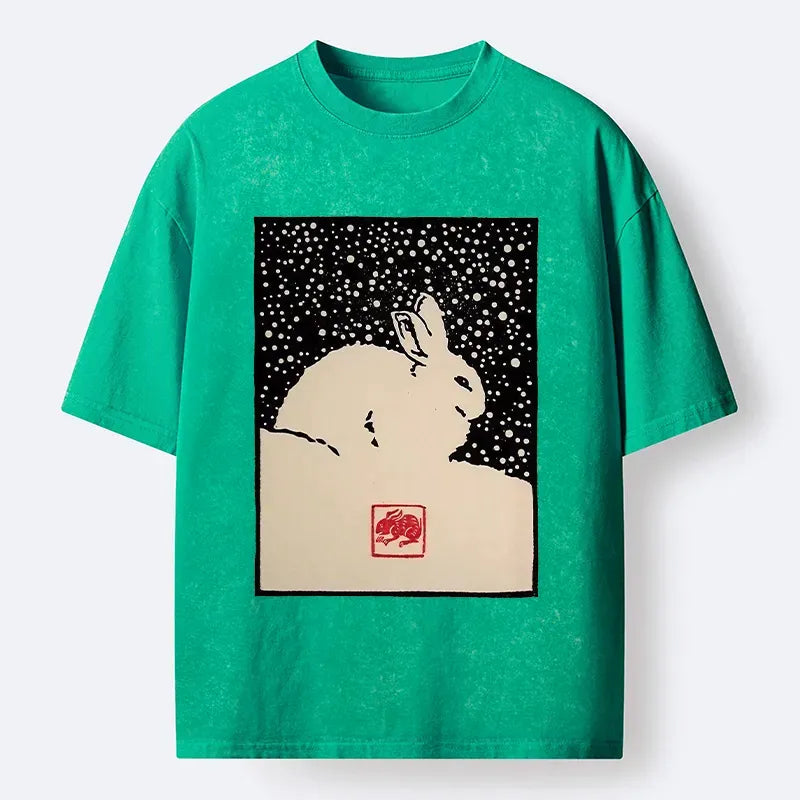 Japanese rabbit snow washed t-shirt
