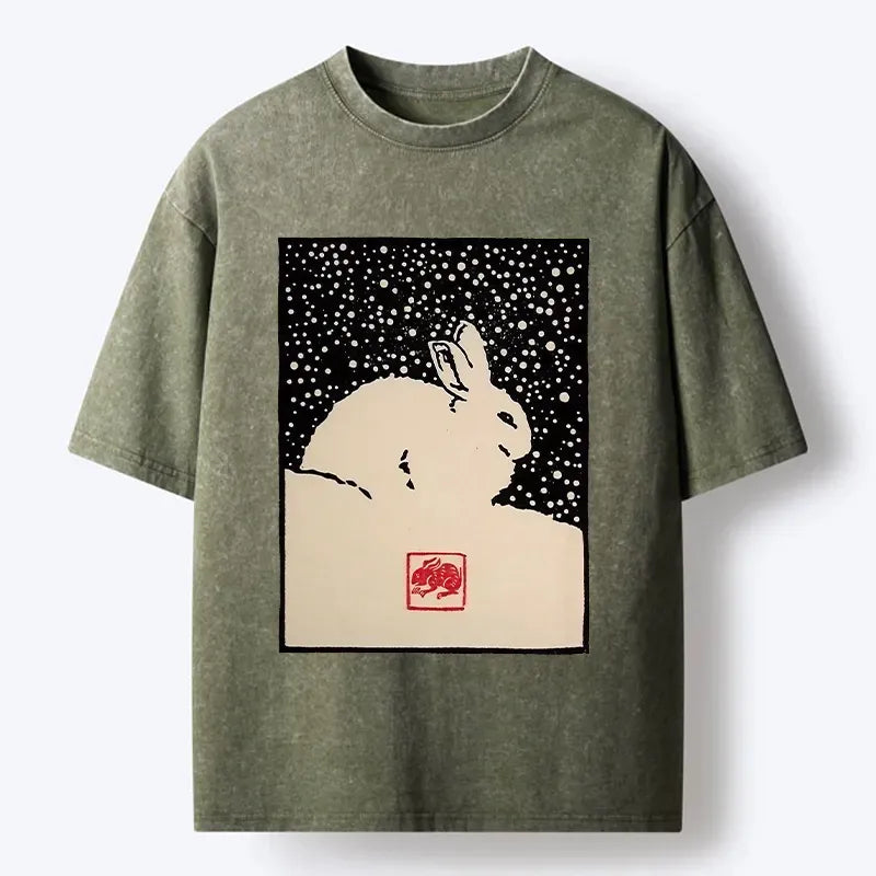 Japanese rabbit snow washed t-shirt