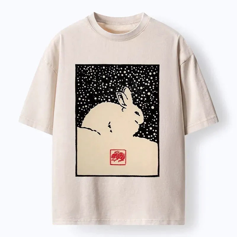 Kyoto-Lion Rabbit In The Snow Washed T-Shirt