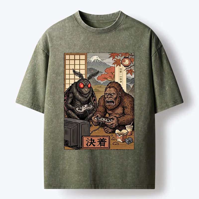 Kyoto-Lion Game Monster Duo Washed T-Shirt